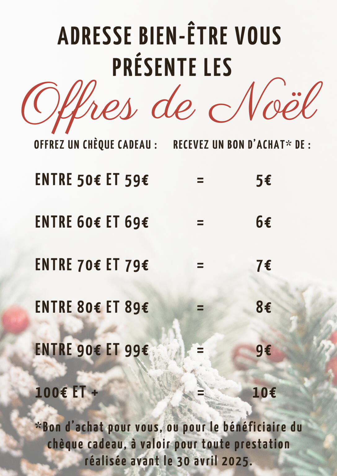 Présentation des offres bons cadeaux de Noël