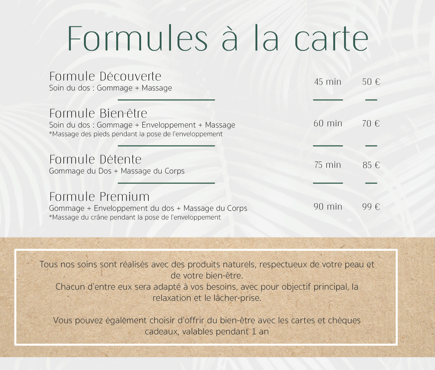 Formules de soins à la carte