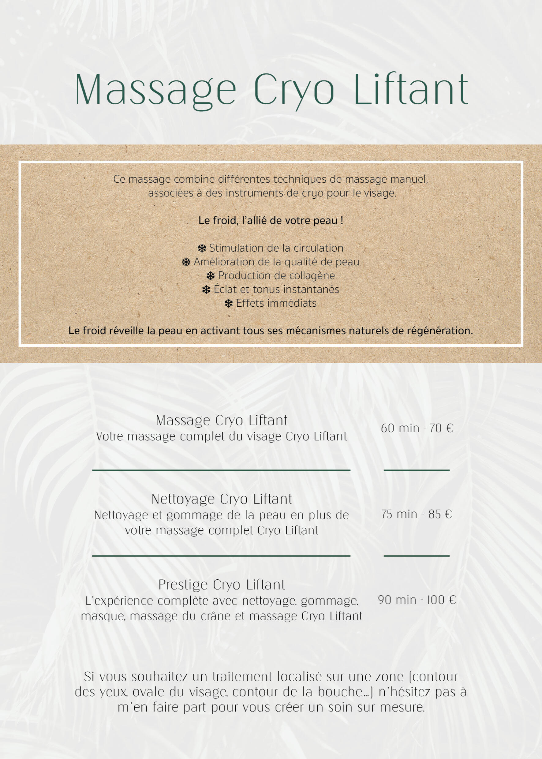 Massage Cryo Liftant Soins visage cryo liftant